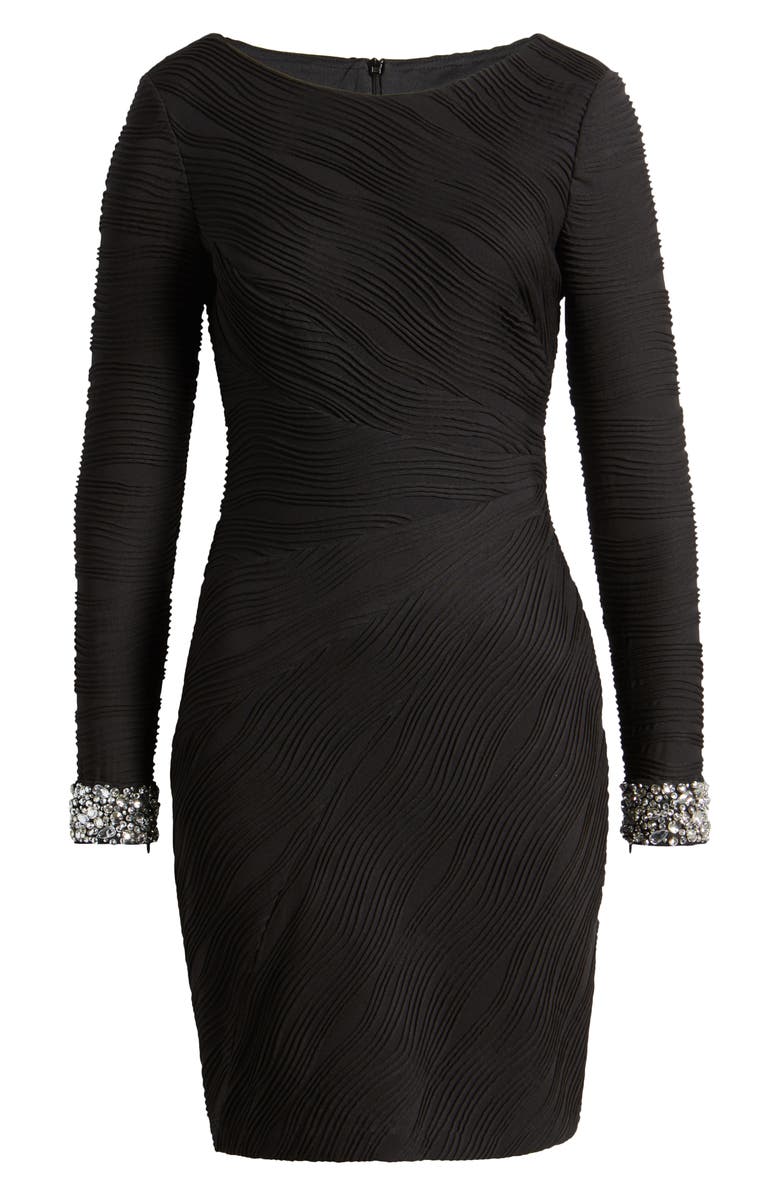 Vince Camuto Rhinestone Detail Long Sleeve Cocktail Dress, Alternate, color, Black