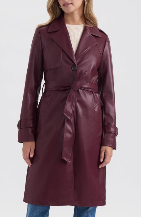 Faux Leather Trench Coat