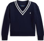 Polo Ralph Lauren Kids' V-Neck Striped Fleece Pullover