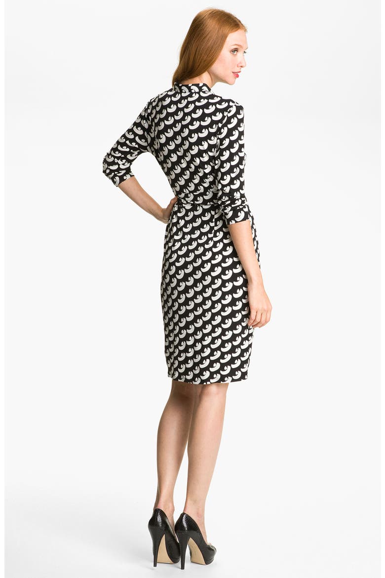 Print Jersey Wrap Dress, Alternate, color, BLACK/ SOFT WHITE