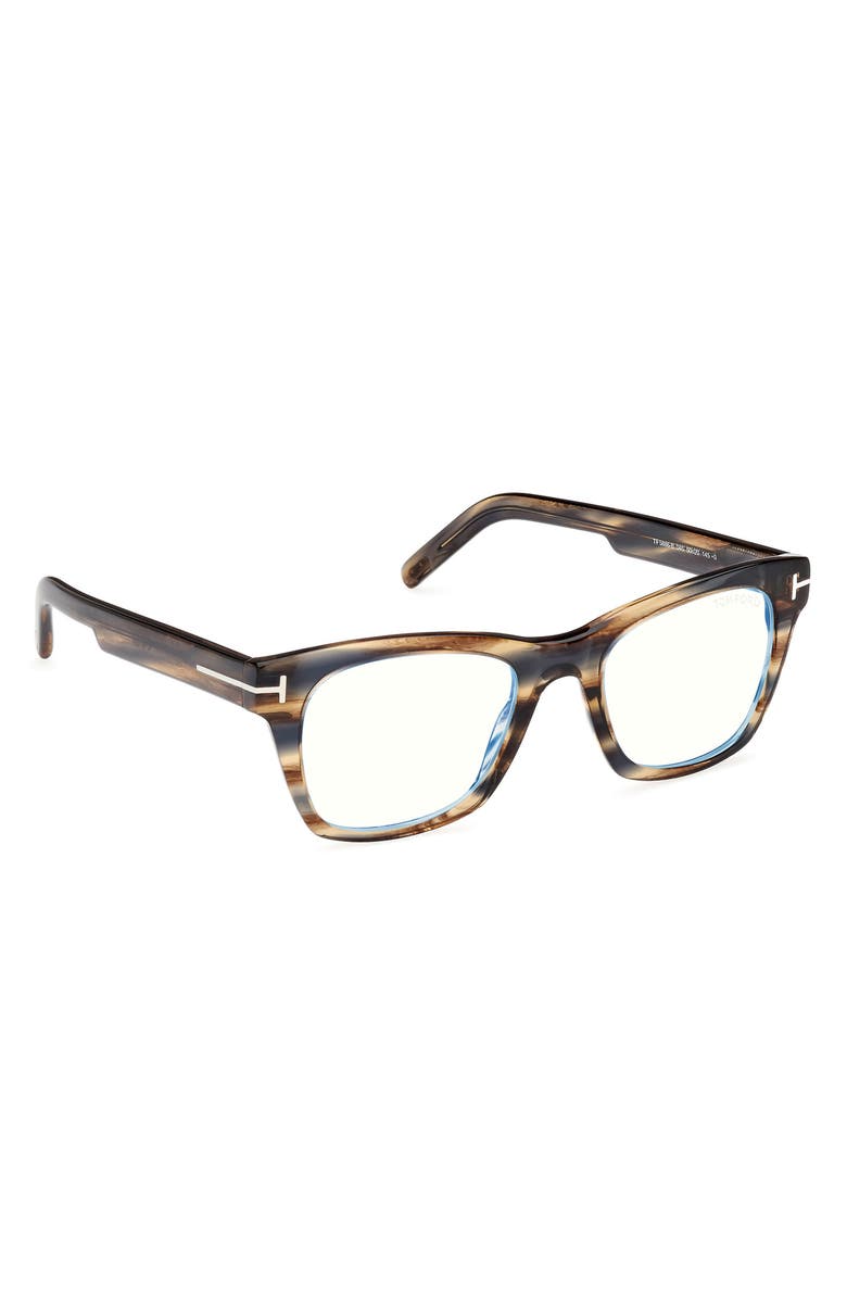 TOM FORD 52mm Square Blue Light Blocking Optical Glasses, Alternate, color, Tobacco Brown Palladium
