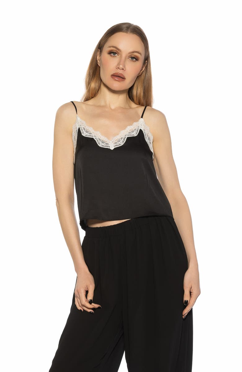 Alexia Admor Isla Lace Trim Cami, Alternate, color, Black