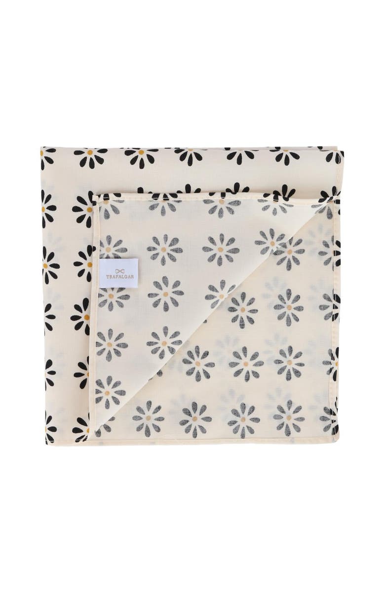 Trafalgar Mary's Rose Daisy Cotton Handkerchiefs, Alternate, color, Black, White, Gold