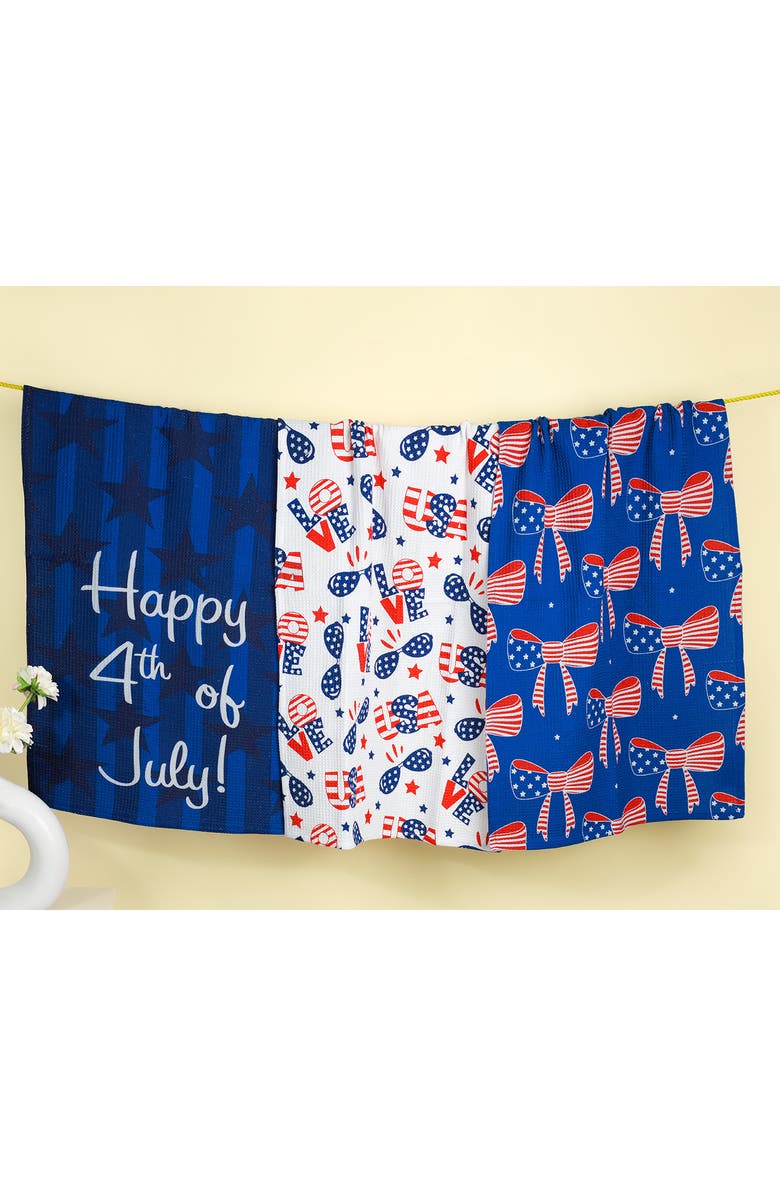 Tiramisu All-American Style Set of 3 Cotton Waffle Kitchen Towels, Alternate, color, 