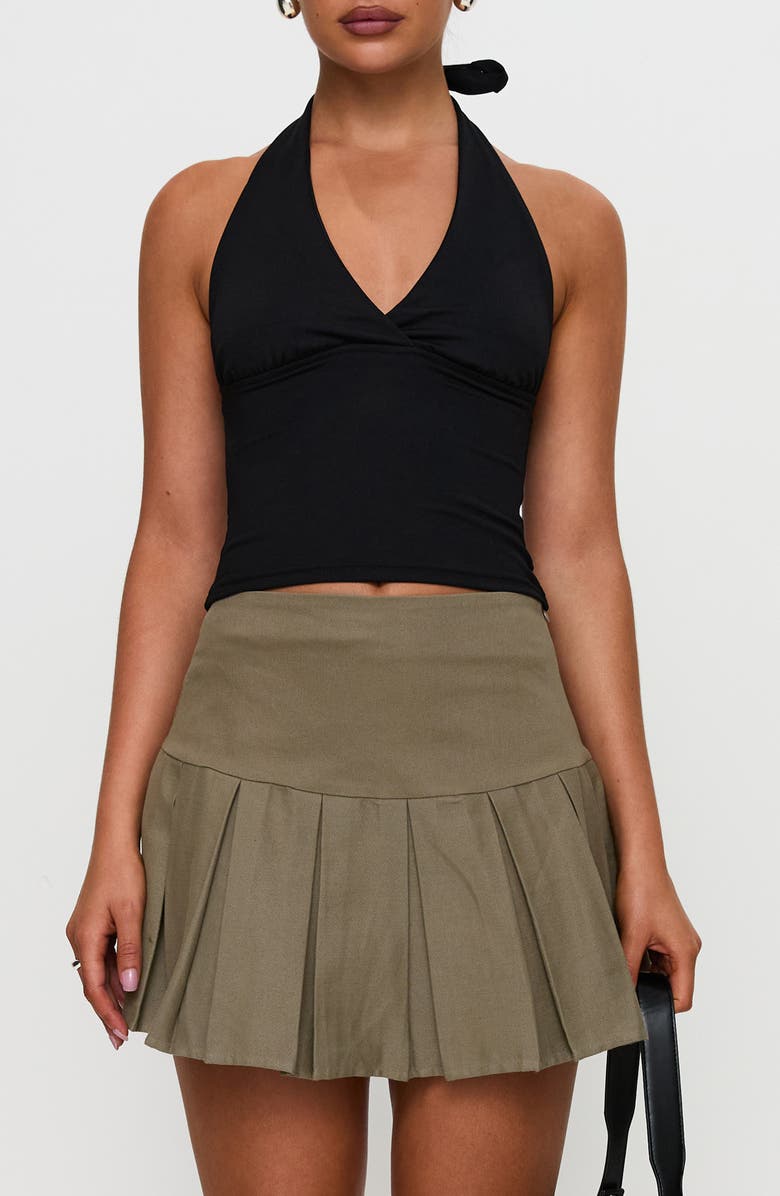 Princess Polly Feodora Pleated Cotton Miniskirt, Main, color, 