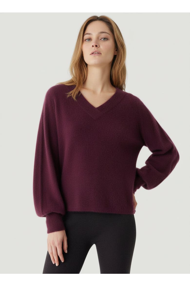 Ultra Soft Knit Long Sleeve V-Neck Sweater, Main, color, BORDEAUX