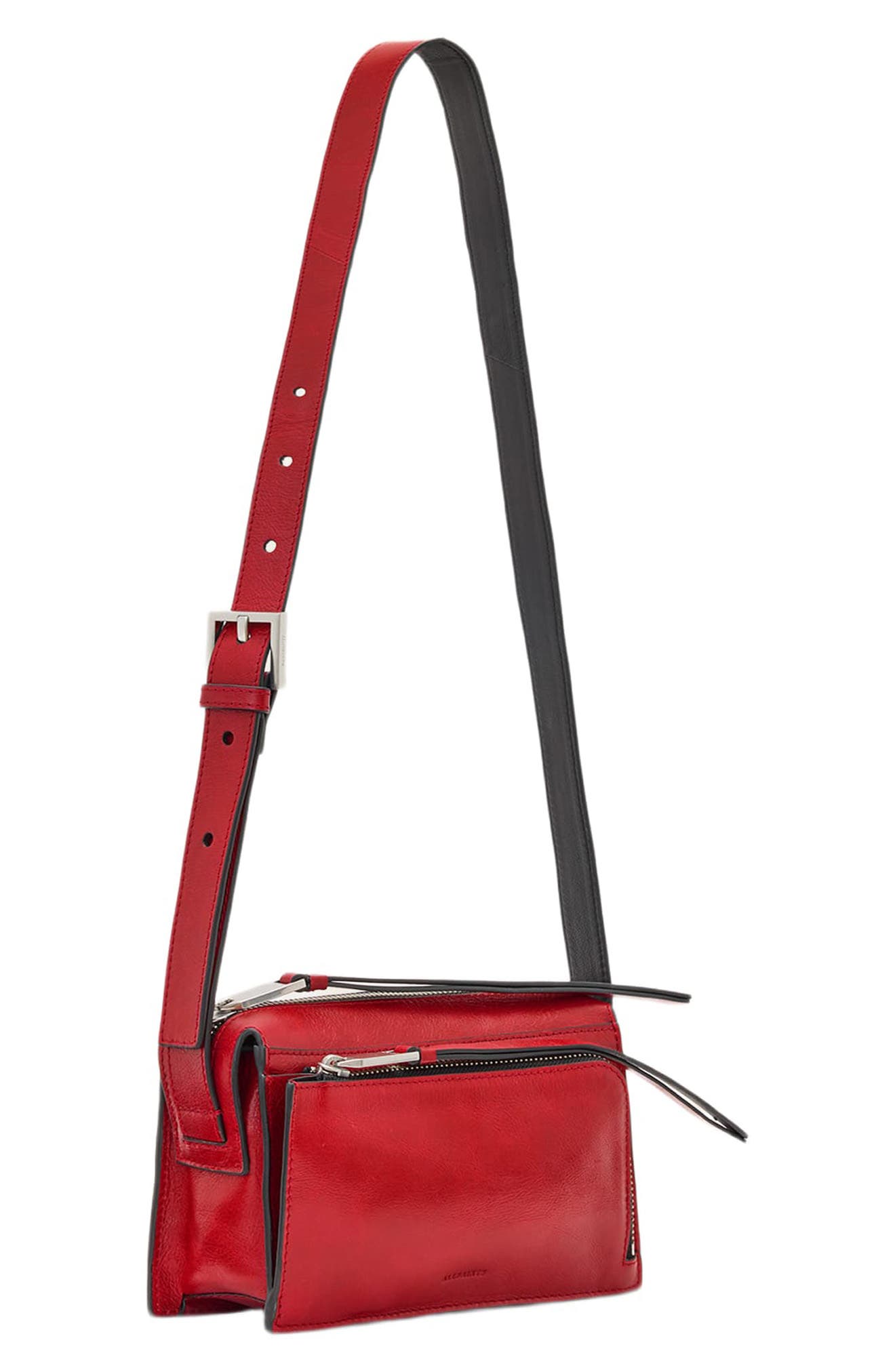 Marlo Leather Wallet Crossbody Bag, Alternate, color, TRUE RED
