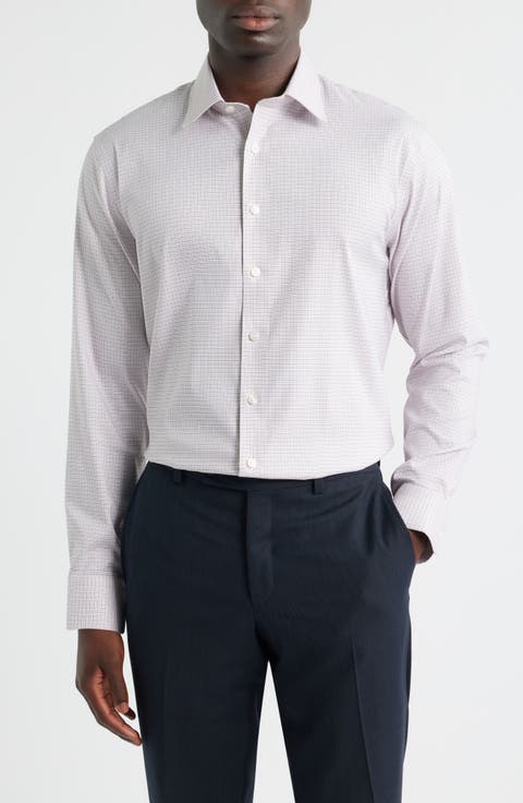 Trim Fit Check Premium Performance Twill Dress Shirt