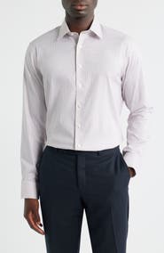Nordstrom Trim Fit Check Premium Performance Twill Dress Shirt