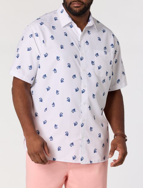 Big & Tall Marlin Print Microfiber Sport Shirt