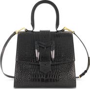 Mac Duggal Crocodile Leather Buckle Detail Medium Handbag