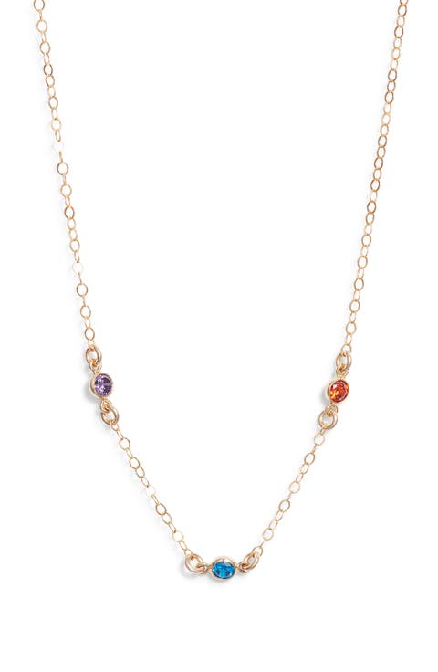 Multibirthstone Station Necklace