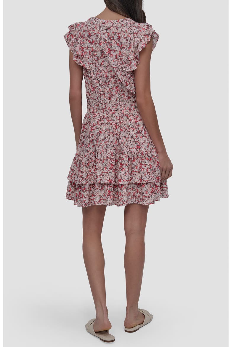Pleated V-Neck Dress, Alternate, color, DITSY FLORAL RED