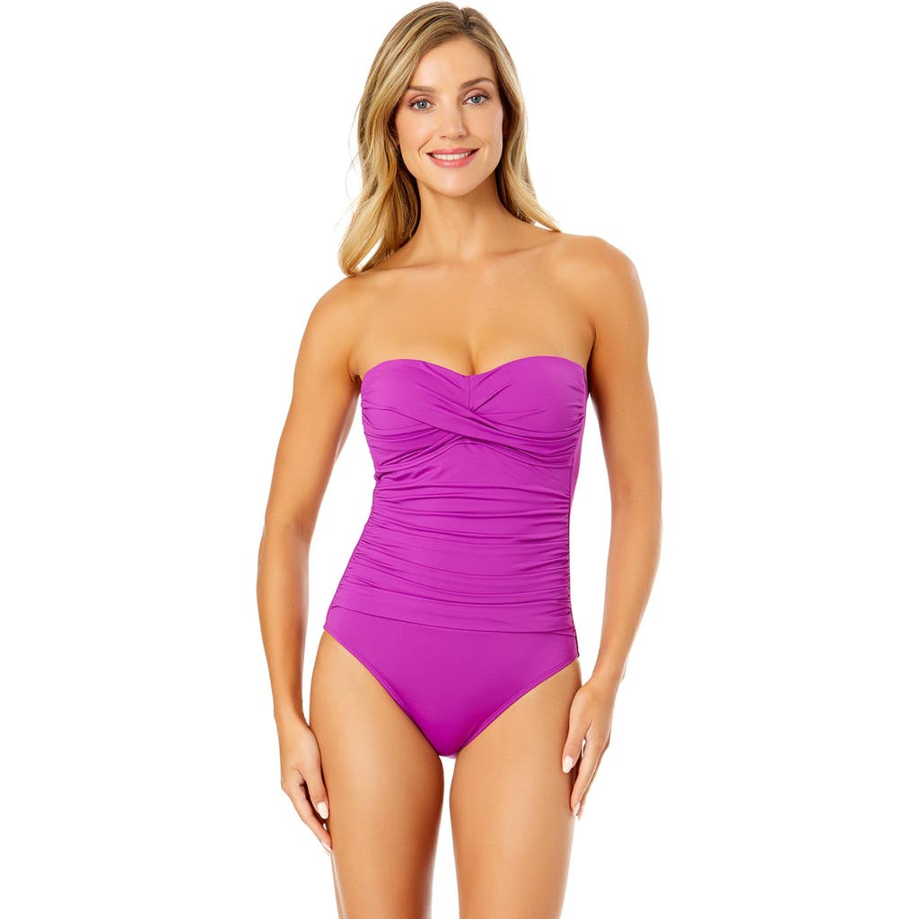 ANNE COLE TWIST FRONT SHIRRED ONE PIECE SWIMSUIT