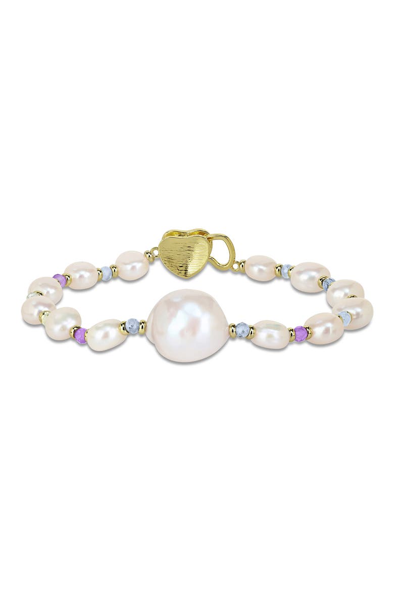 Cultured Freshwater Pearl Bracelet, Main, color, WHITE