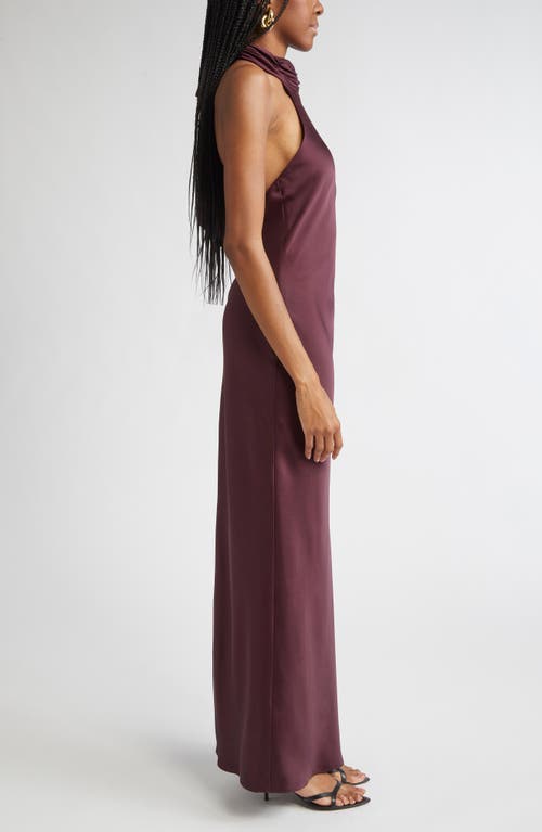 Ramy Brook Tatiana Halter Neck Satin Gown In Red