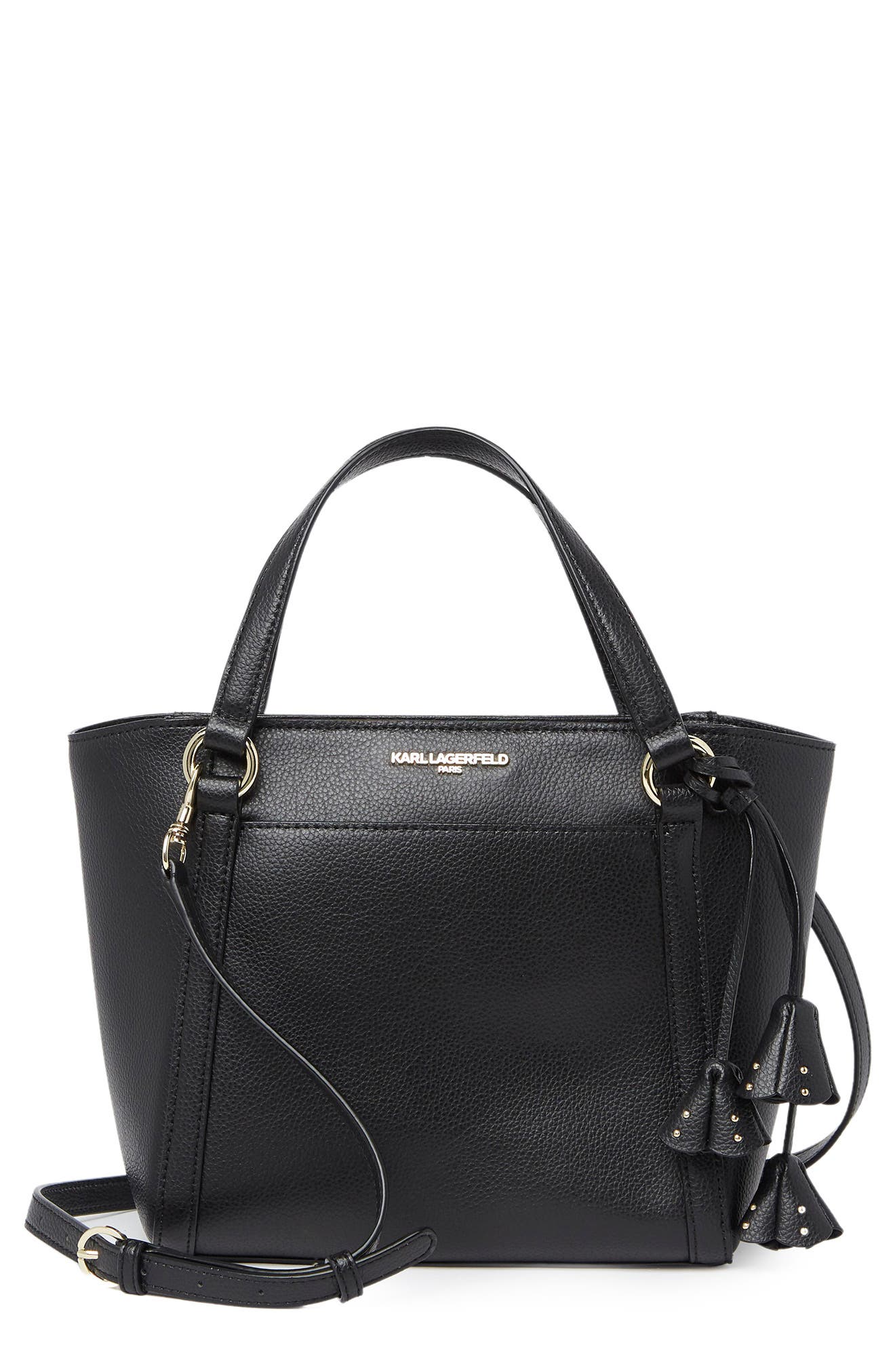 KARL LAGERFELD PARIS Iris Small Leather Satchel, Main, color, 