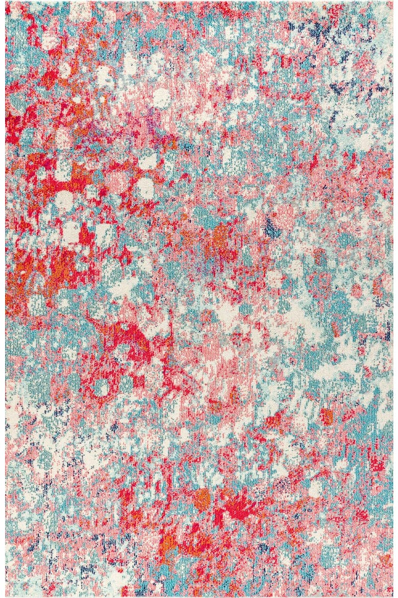 Contemporary POP Modern Abstract Area Rug, Alternate, color, Blue/Red