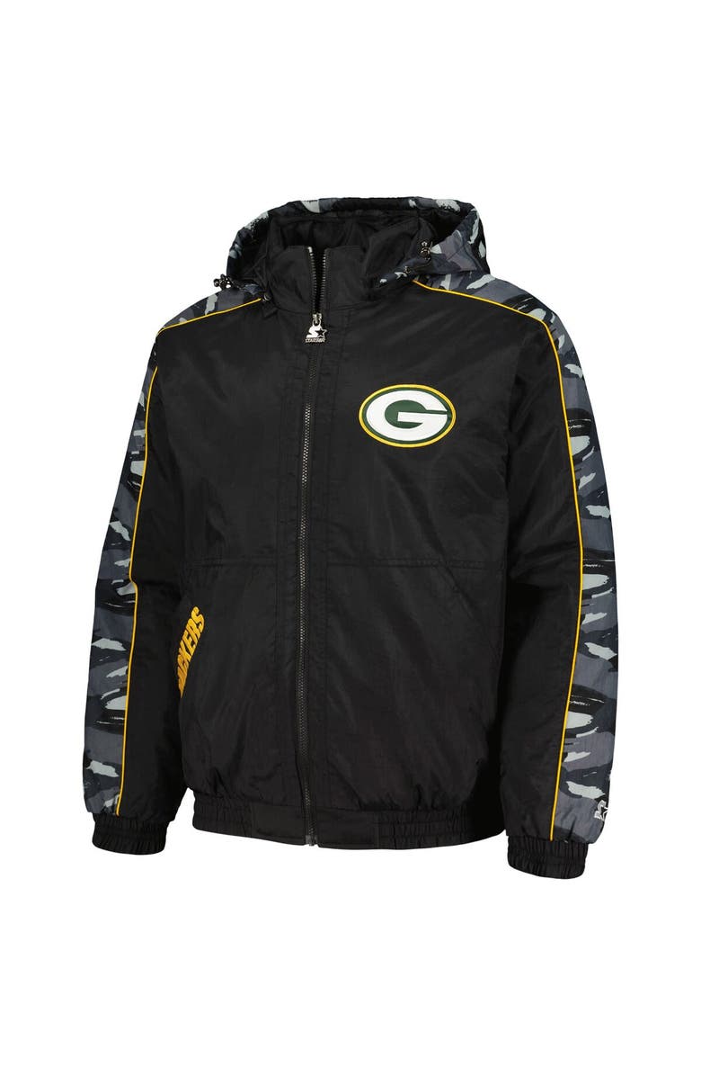STARTER Men's Starter Black Green Bay Packers Thursday Night Gridiron Full-Zip Hoodie, Alternate, color, Black