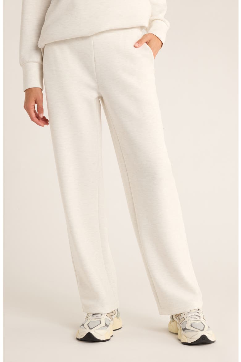 Cozy Scuba Knit High Waist Straight Leg Pants, Main, color, BEIGE IVORY HEATHER
