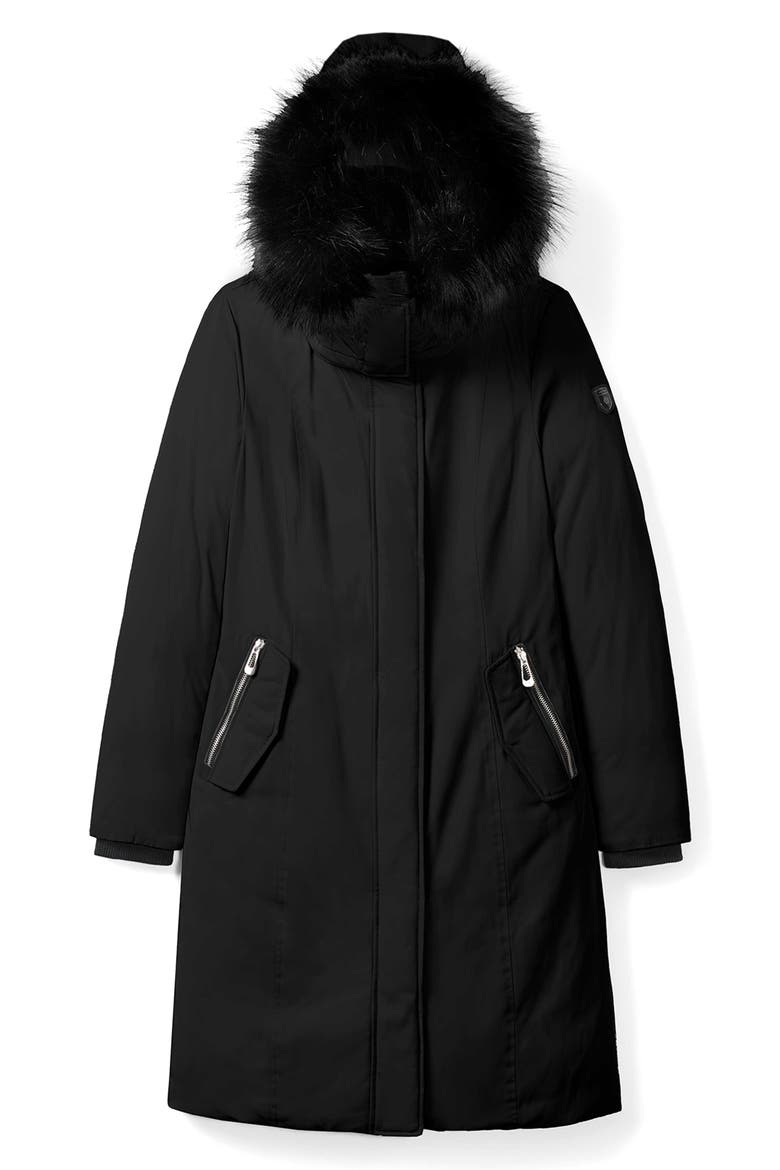 Kristel Faux Fur Hooded Parka, Alternate, color, BLACK