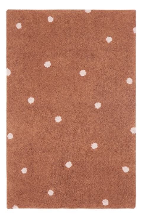 Mini Polka Dot Washable Cotton Blend Rug