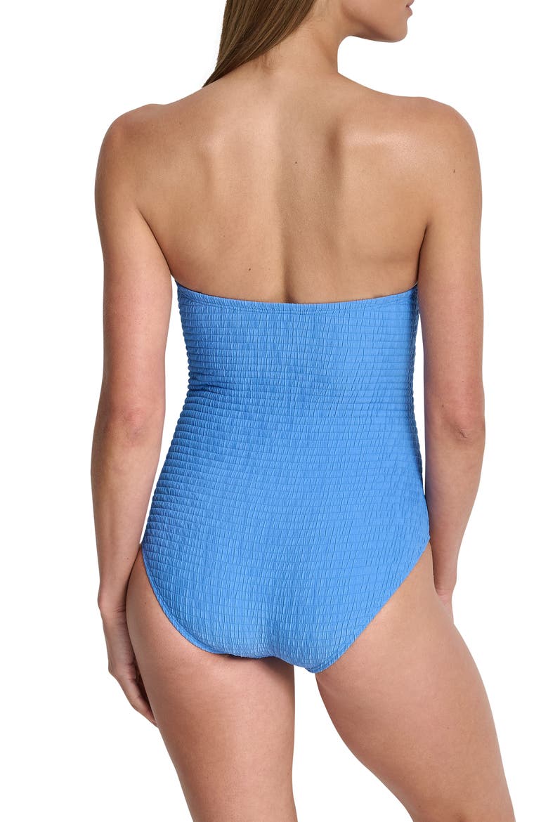 U-Wire Bandeau One-Piece Swimsuit, Alternate, color, HAMPTON BLUE TEXTURE