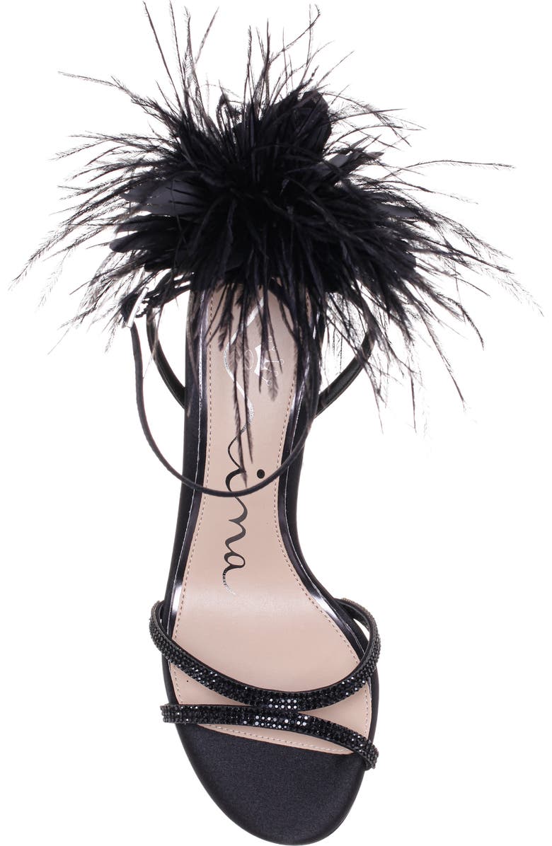 Nina Demi Faux Feather Ankle Strap Sandal, Alternate, color,