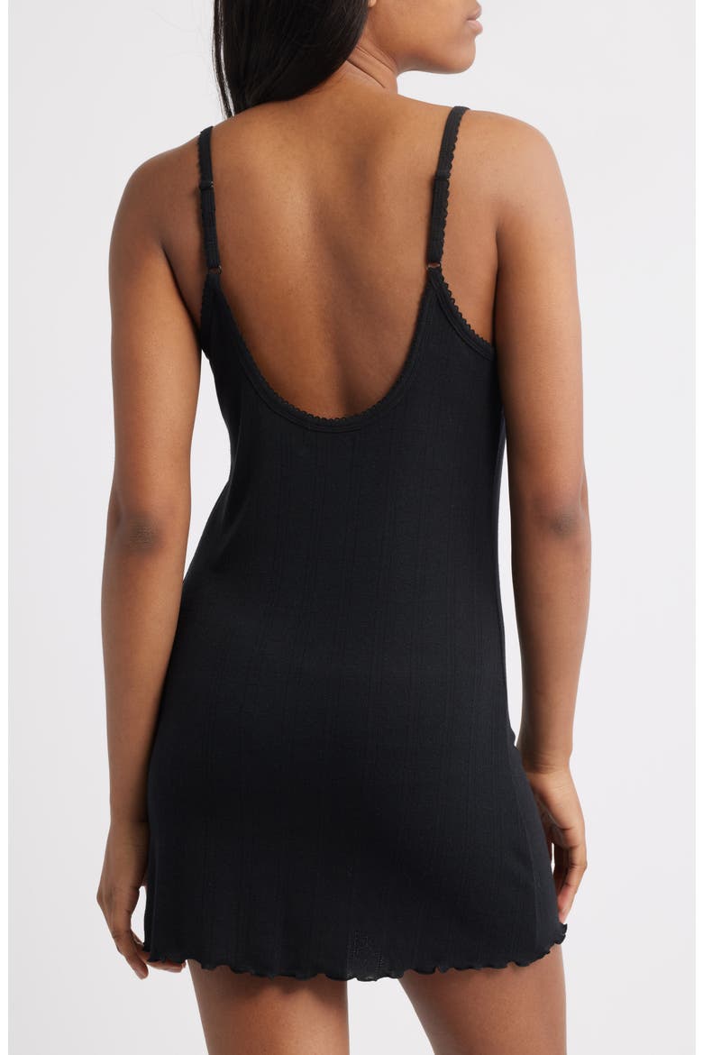 Pointelle Knit Chemise, Alternate, color, BLACK