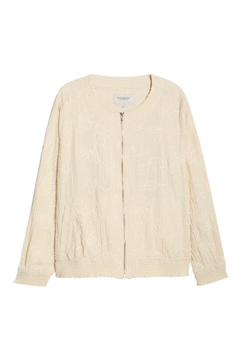Floral Appliqué Cotton Jacket, Alternate, color, PALE SAND STRIPE