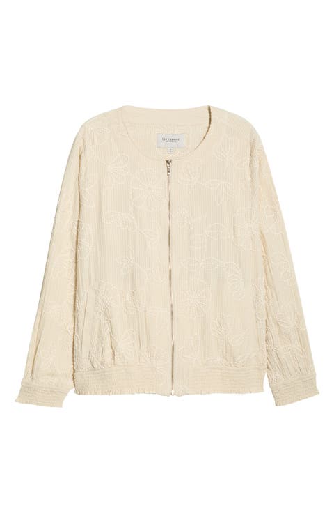 Floral Appliqué Cotton Jacket