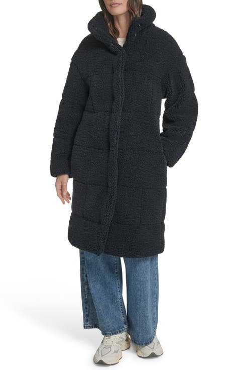 Quilted Fleece Long Teddy Coat