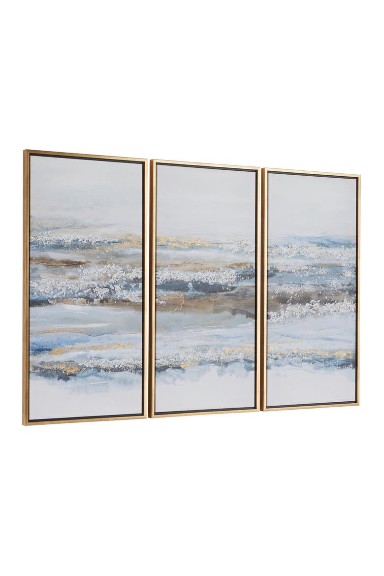 Set of 3 Canvas Framed Wall Art, Alternate, color, BLUE