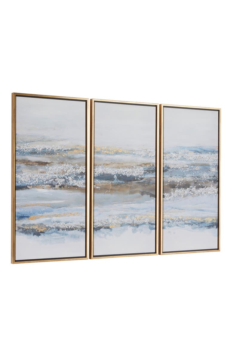 VIVIAN LUNE HOME Set of 3 Canvas Framed Wall Art, Alternate, color, Blue
