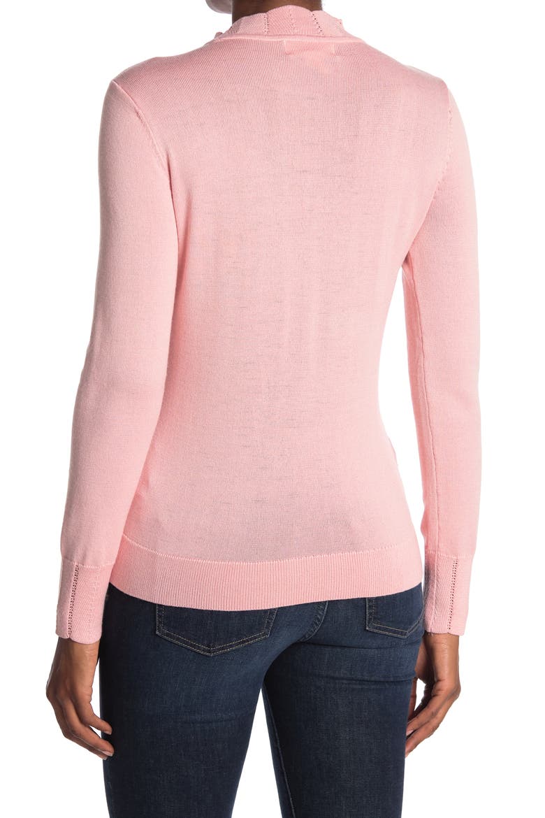 Scallop Mock Neck Sweater, Alternate, color, ROSE TAN