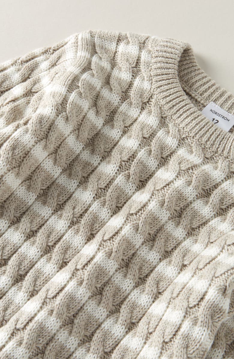 Nordstrom Cable Sweater Romper, Alternate, color, Beige Heather - Ivory Breton
