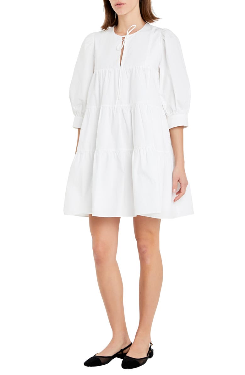 English Factory Blouson Sleeve Cotton Poplin Minidress, Alternate, color, 