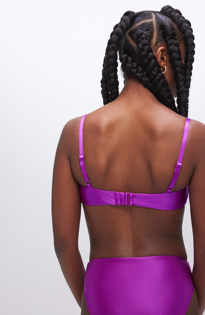 Good American Ruched Underwire Demi Cup Bikini Top, Alternate, color, Brightorchid001