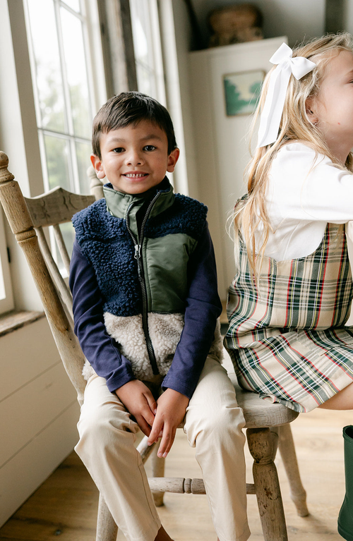 Little Paper Kids River Outerwear Vest In Blue