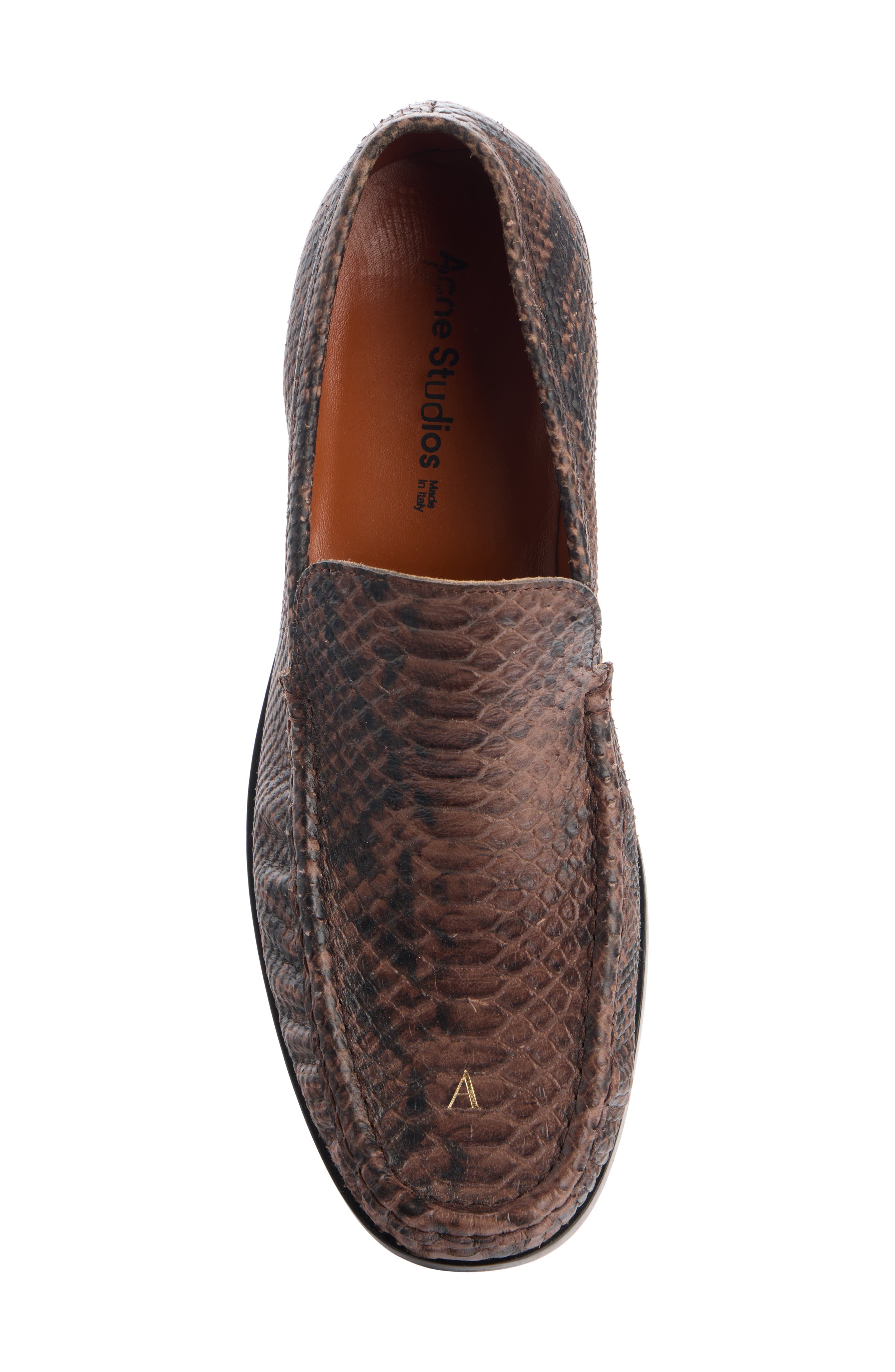 Acne Studios Python Print Loafer, Alternate, color, Brown