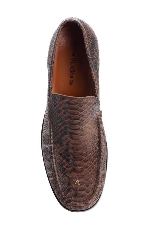 Acne Studios Boafer Python-effect Leather Loafers In Brown