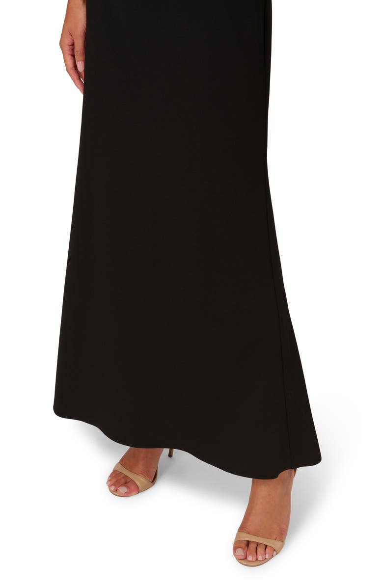 Adrianna Papell Imitation Pearl Embellished Neck Mermaid Gown, Alternate, color, Black