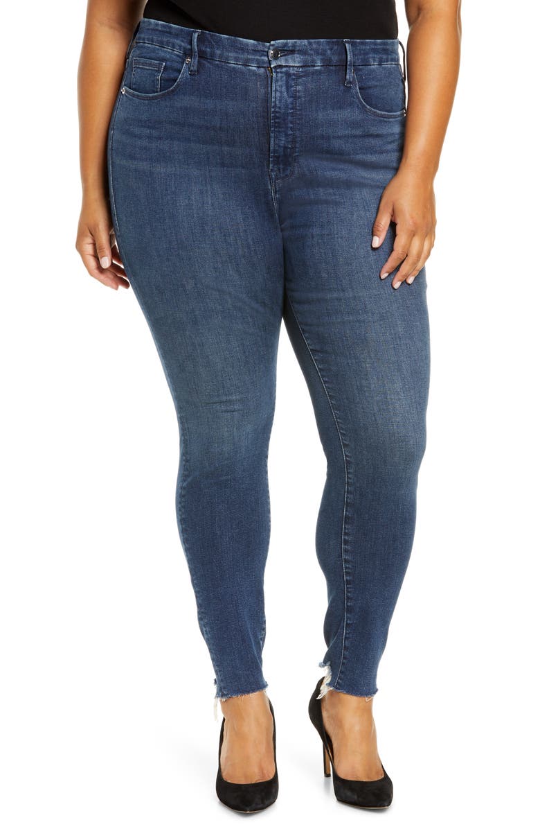 Good American Good Legs High Waist Raw Hem Skinny Jeans, Alternate, color,