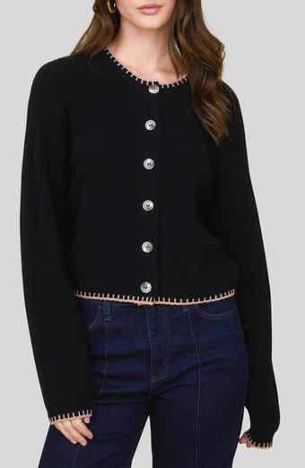 Blu Pepper Contrast Stitch Button Front Cardigan