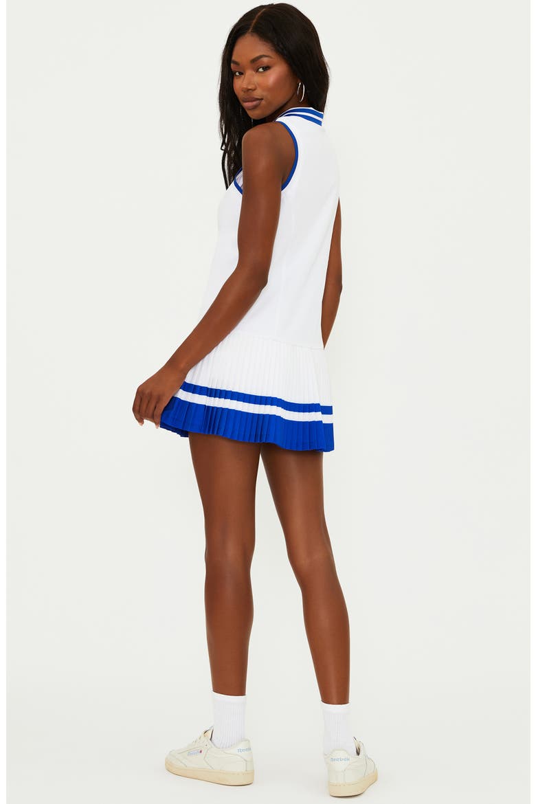 Bria Pleated Zip Front Minidress, Alternate, color, RIVIERA AZURE WHITE