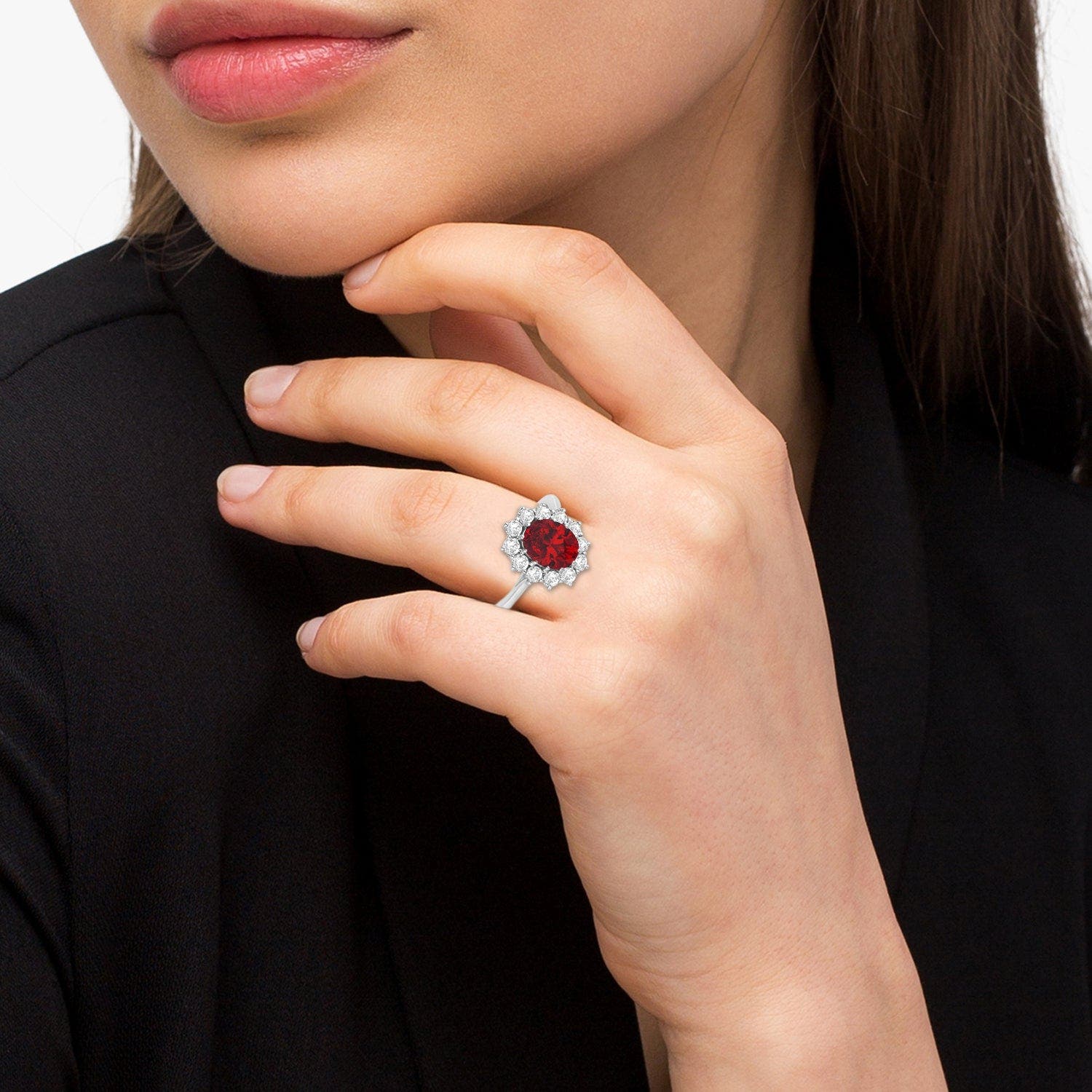ALLUREZ Oval Lab Ruby and Diamond Ring 14k (Women) | Nordstrom