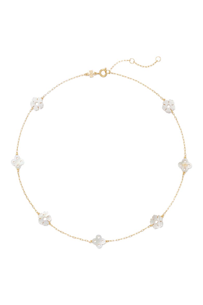 Forget Me Not Mother of Pearl Necklace, Main, color, TORY GOLD / MOTHER OF PEARL