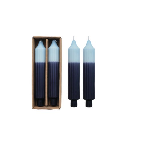 Storied Home Two-tone Pleated Taper Candles In Blue