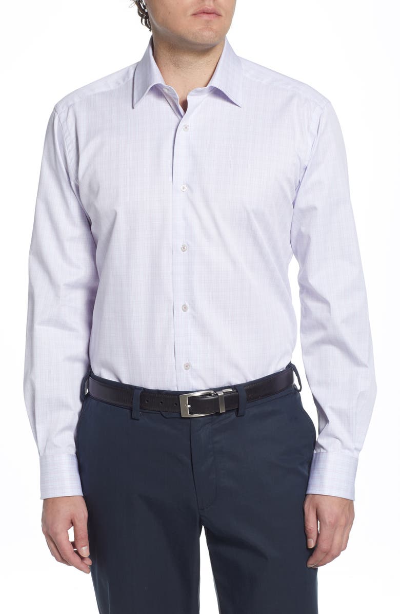 David Donahue Regular Fit Plaid Dress Shirt, Main, color, 