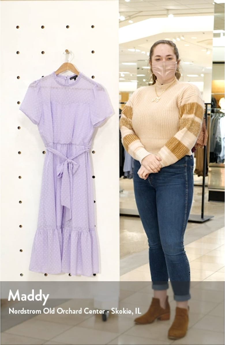 Belted Swiss Dot Midi Dress, sales video thumbnail